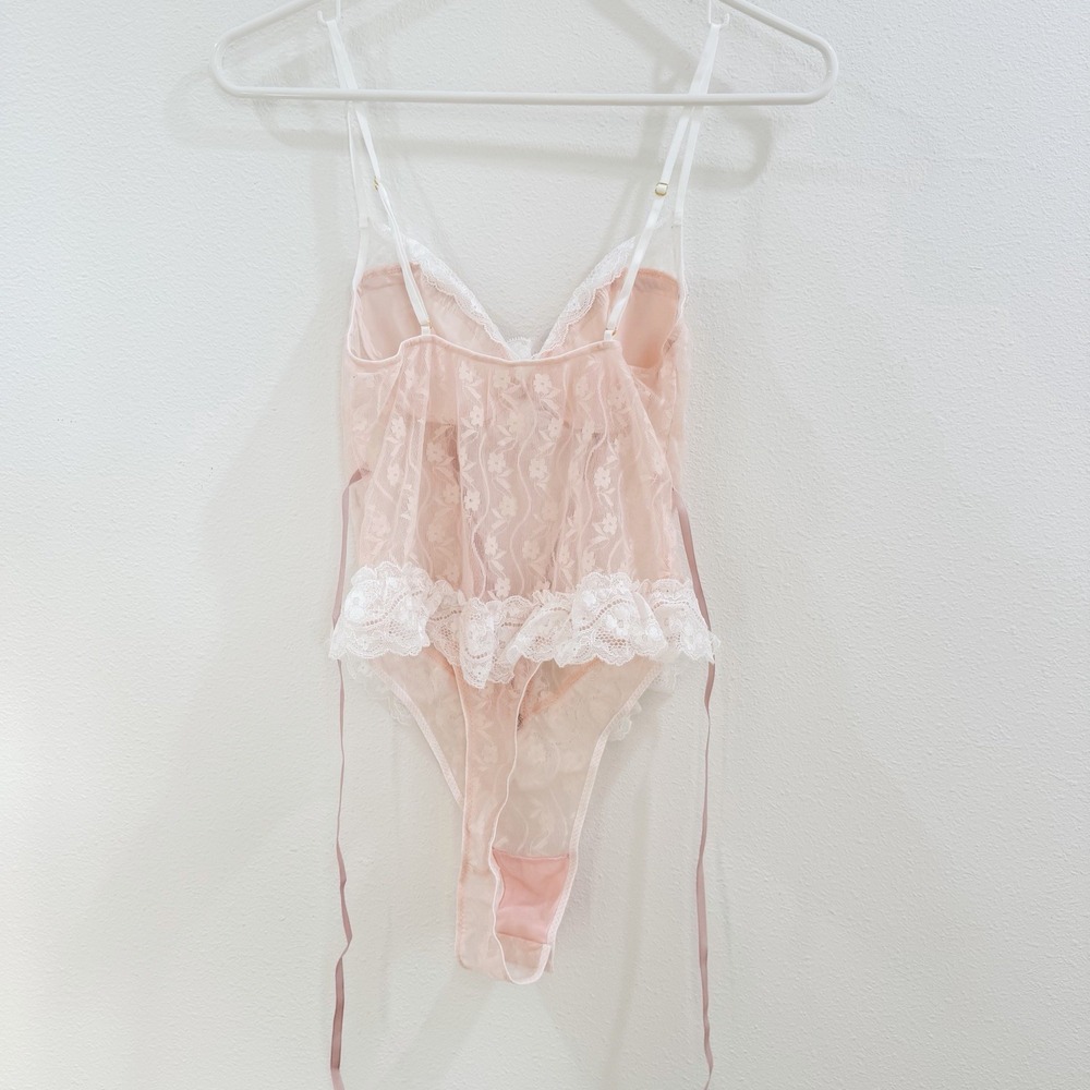 Vintage Lace Coquette Cottagecore Mermaidcore‎ Fairy Bow Lace Bodysuit S - Picture 3 of 4